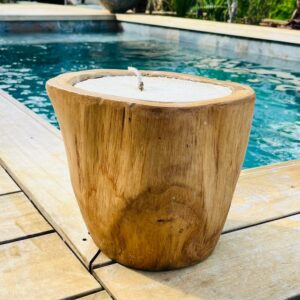 Bougie en Teck Brut et Cire Naturelle - Lilin Coklat