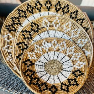 SET DE 3 ASSIETTES MURALES EN ABACA ET MACRAME - UANG