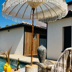 Parasol en teck et macrame - Sombra