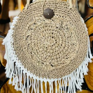 SAC EN BANDOULIERE EN CORDE ET FRANGES EN LAINE - BAHU