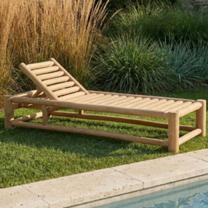 Transat / Bain de soleil inclinable en branches de teck - Bilbao