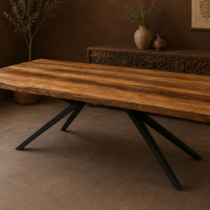 Table de salle à manger en acacia massif et piètement en métal – Style industriel et contemporain 200x100 - CHRIS 6