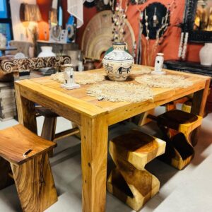 Table en bois de neem - pieds en bois 200x100 - INDE