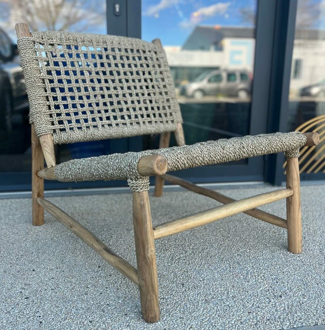 Chaise en teck massif et corde naturelle - VERSA
