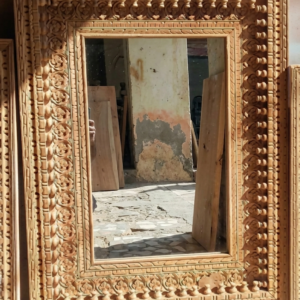 Miroir rectangulaire sculpté main en bois de manguier - AZUR
